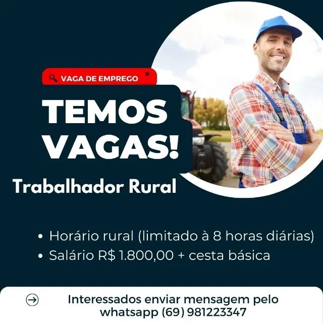 Contrata-se Trabalhador Rural com experiência - Porto Velho (RO) R$ 1.800,00 - Foto 4