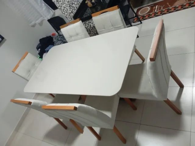mesa de jantar com 6 lugares tampo de vidro aurora 