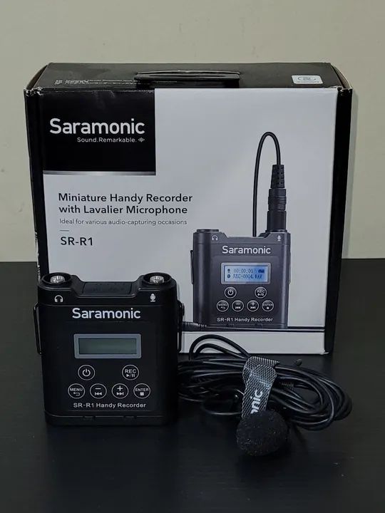 Gravador de Áudio Portátil Saramonic SR-R1 com Microfone Lavalier
