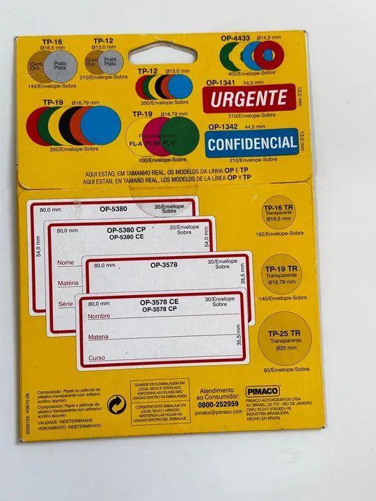 Papelaria: 350 etiquetas adesivas verdes e 210 laranjas PIMACO - Foto 3