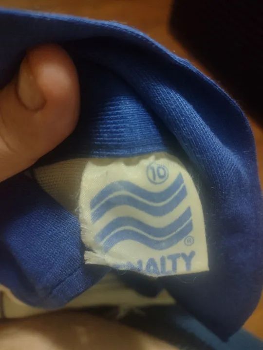 Camisa do Santo André, Penalty tam 10- Branca c/ riscas azuis , 1981 , campeão 2a div. - Foto 2