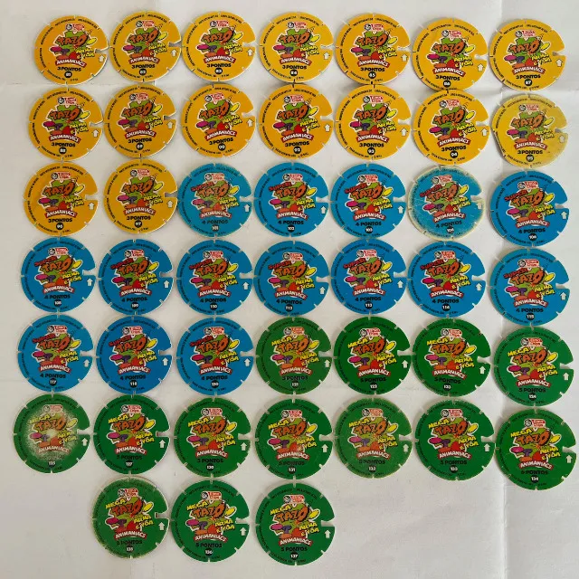 45 Tazos Arma E Voa ElmaChips Série Animaniacs com 45 unidades