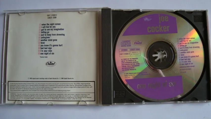 Cd Joe Cocker - One Night of Sin - 1989 - Germany - Foto 3