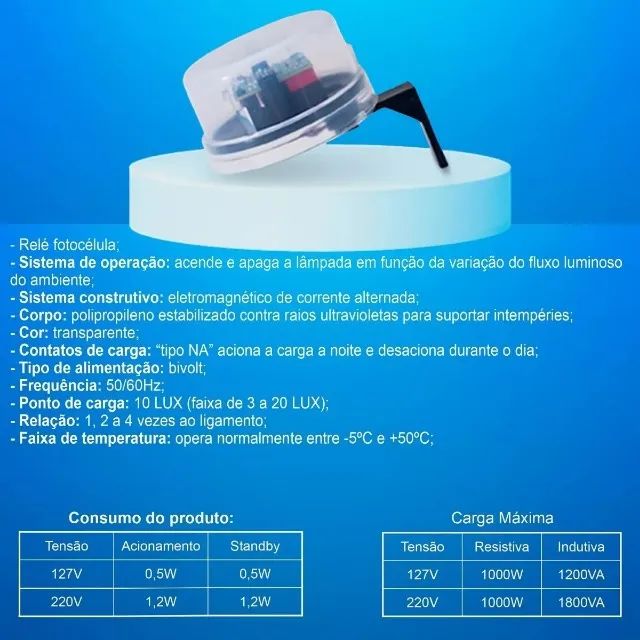 Relé Fotocélula Sensor Bivolt Corujito Qr51 Com Suporte - Foto 3