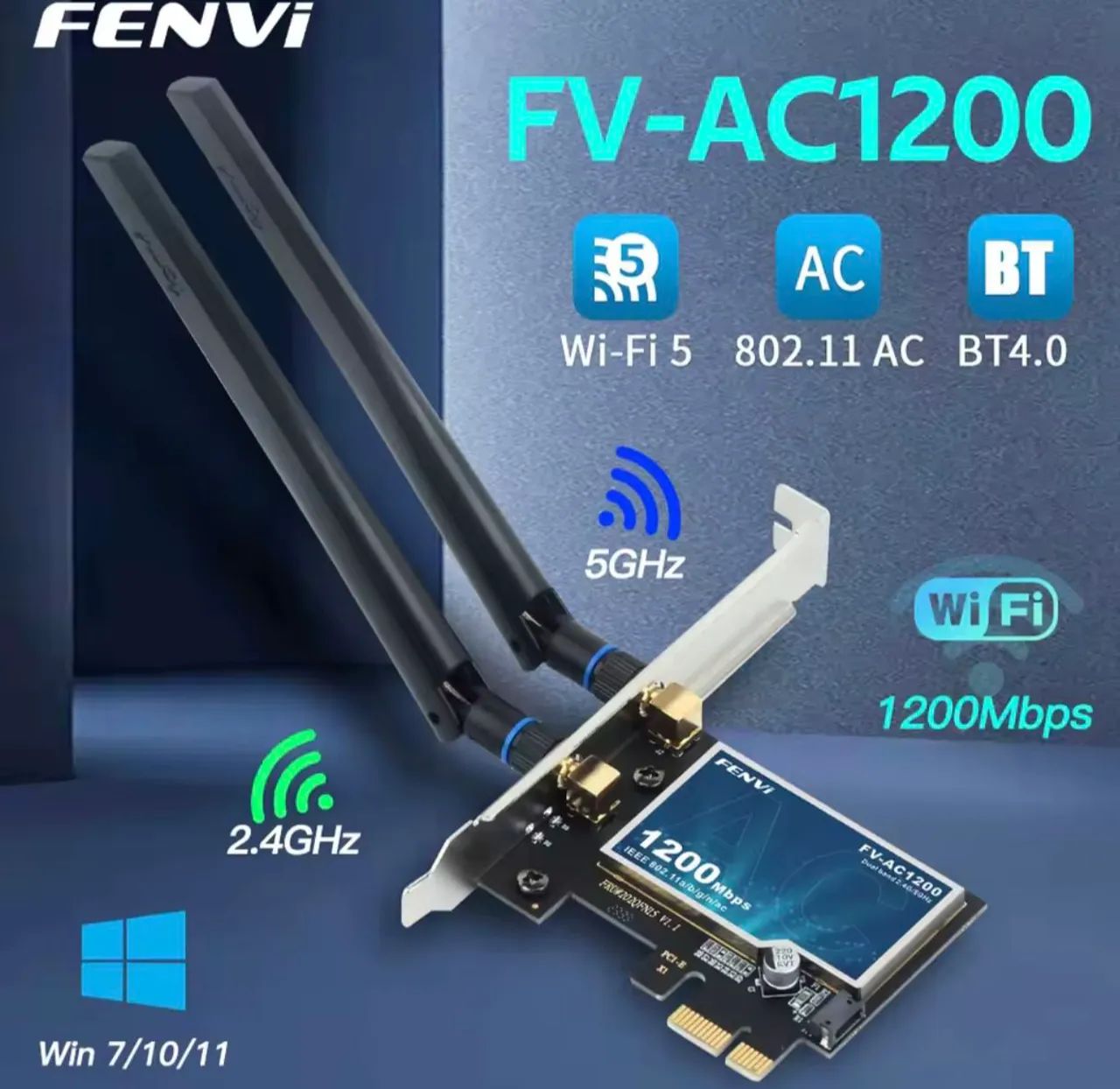 Placa de Rede Wi-Fi e Bluetooth FENVI FV-AC1200