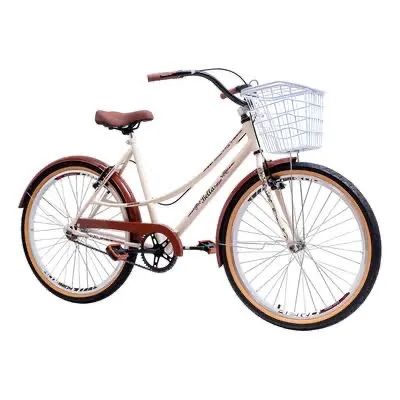 Bicicleta feminina - RETRÔ branca com cesta 
