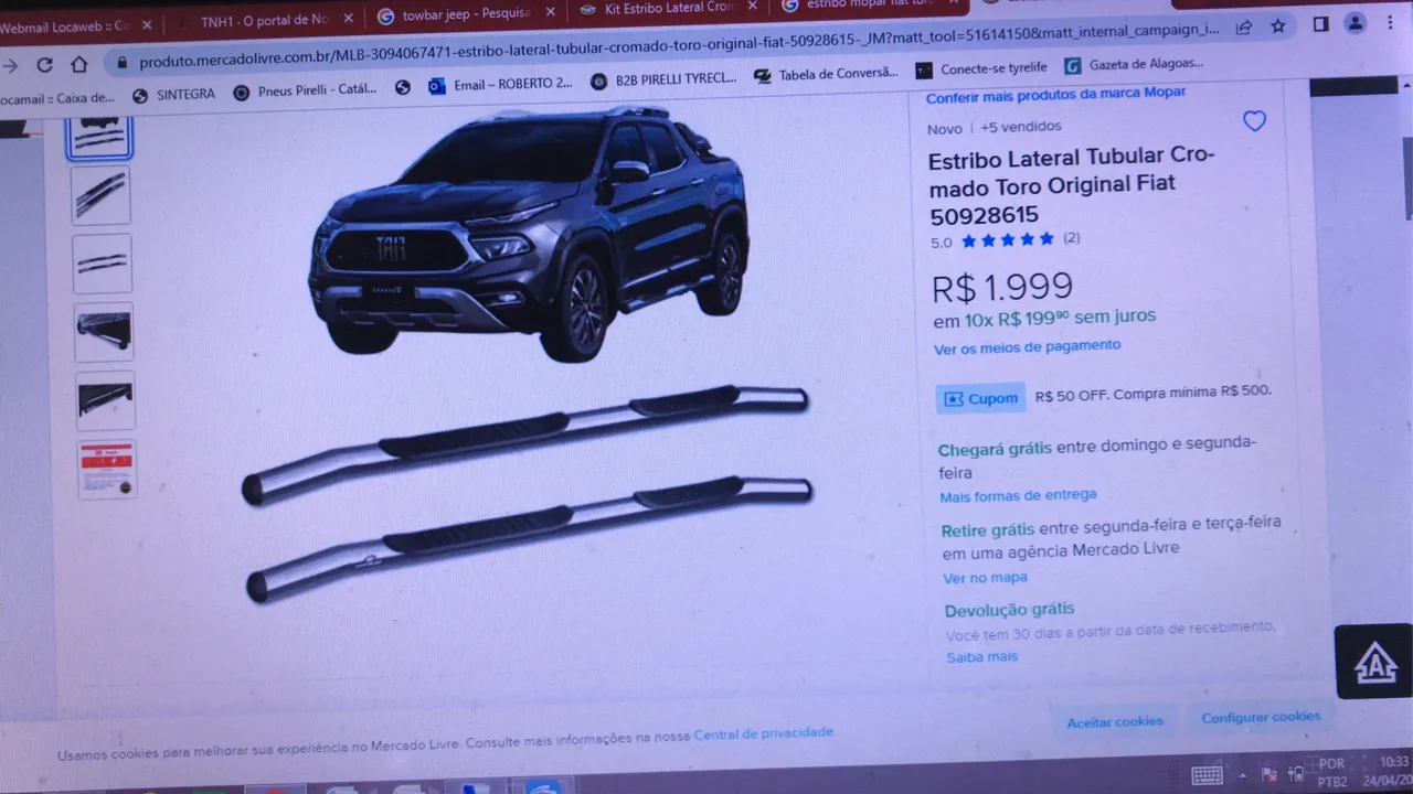Estribo Lateral Tubular Cromado Toro Original Fiat
