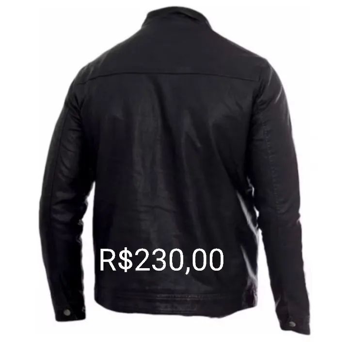 Jaqueta de couro masculina preta - Foto 3