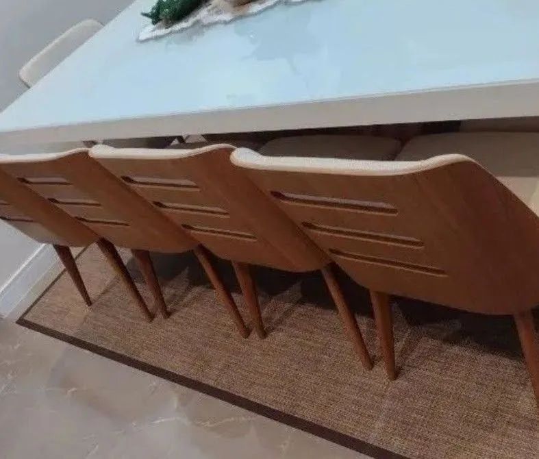 Dining Table Set with 10 Chairs, Modern Designer Style, Glass Top