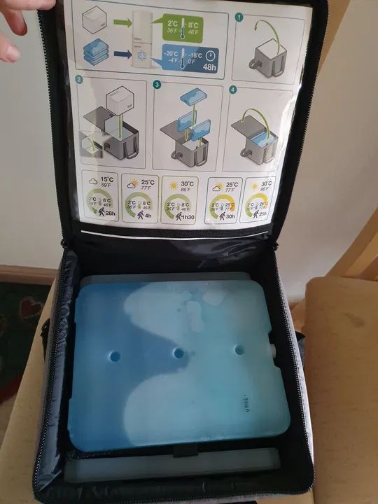 Caixa térmica com placas de gelo