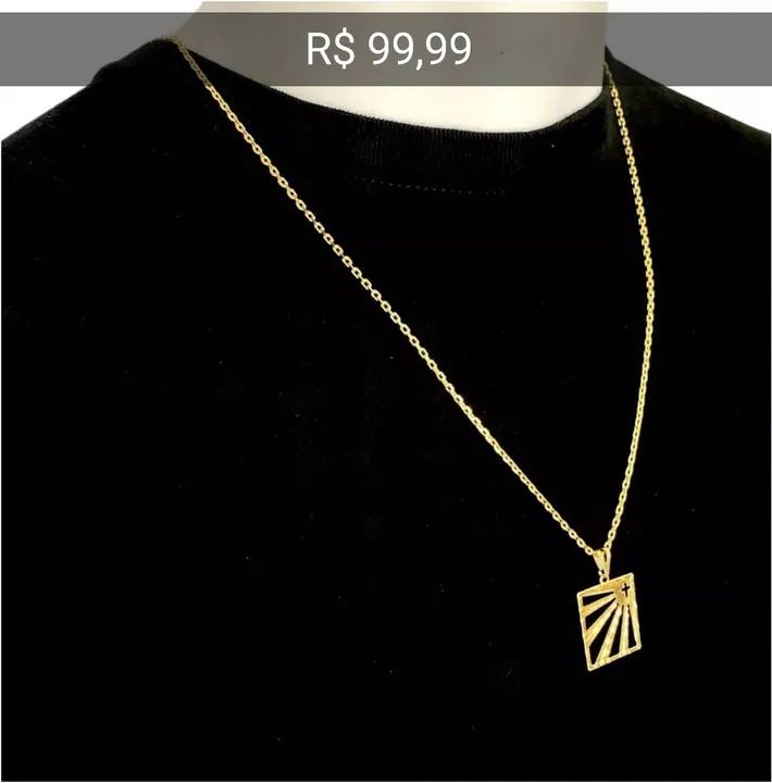 Cordão 100% moeda antiga cor Ouro com Pingente Sol