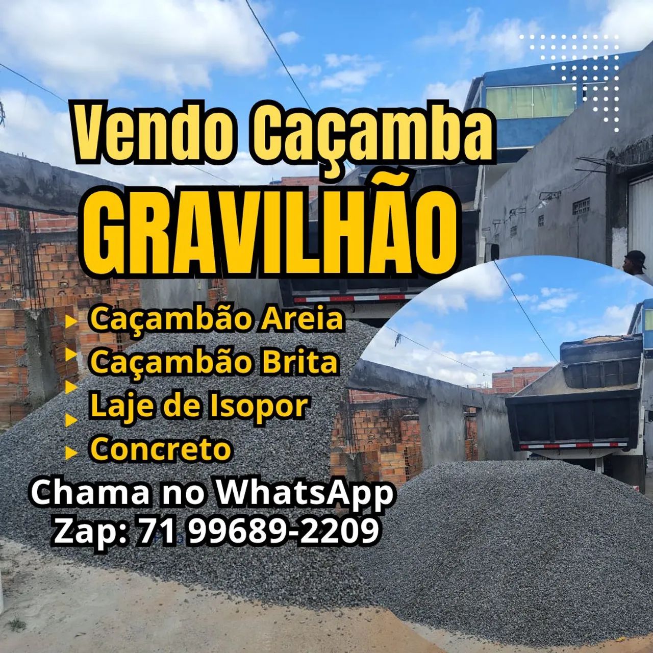 Gravilhão 3/8 e Areia Caçamba 
