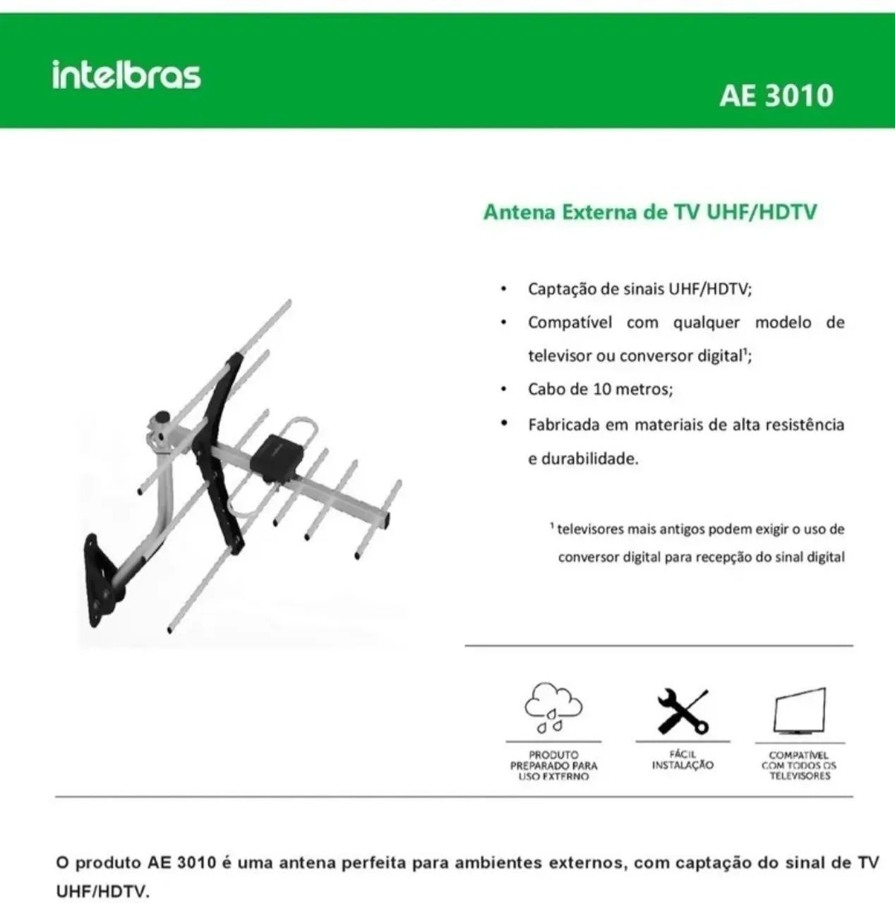 Antena externa para TV digital (Intelbras AE3010) - Foto 3