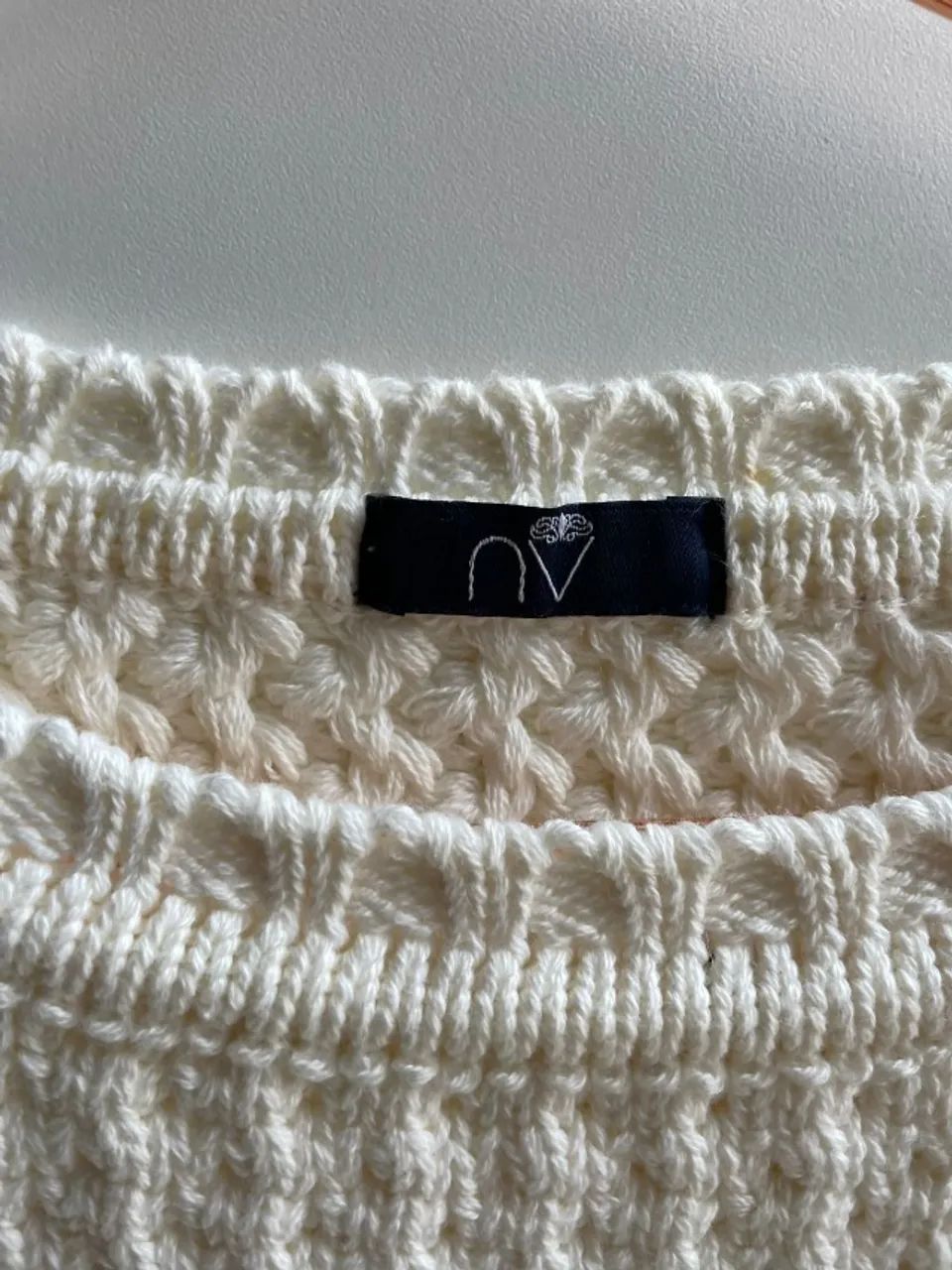 Blusa Tricot Cropped Off White NV Moderna e Sofisticada - Foto 3