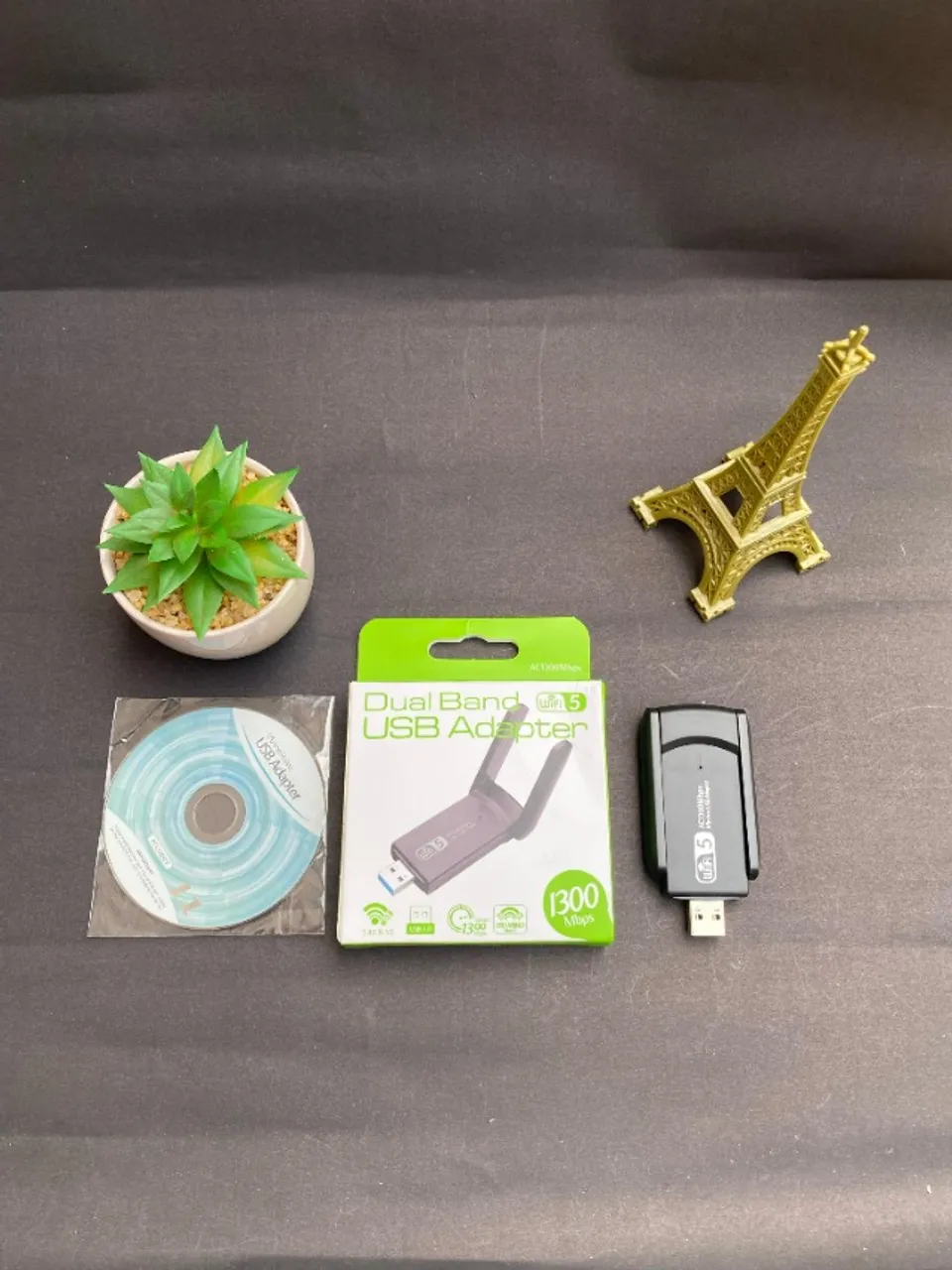 Adaptador Wi Fi Dual Band 2-4G E 5G USB 3.0 5GHz 1300Mbps 2 Antena