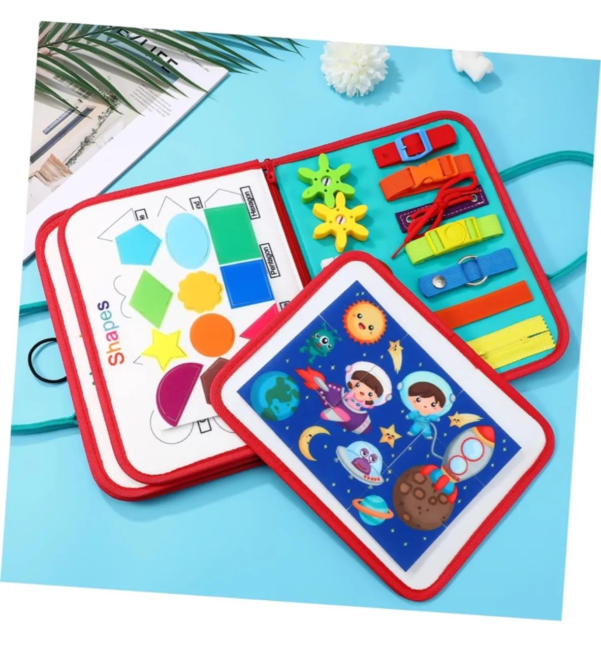 MALETA LIVRO MONTESSORI INTERATIVO BRINCAR E APRENDER 8 PÁGINAS - Foto 4