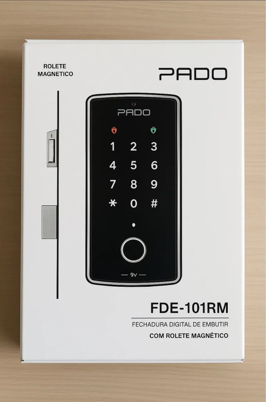Fechadura Digital Pado FDE-101RM Nova - Rolete Magnético 