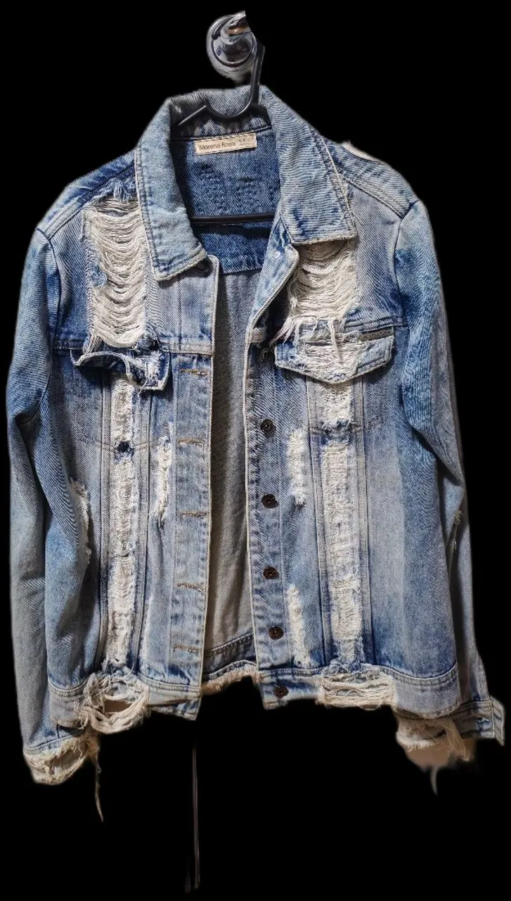 Jaqueta Jeans Destroyed Morena Rosa P
