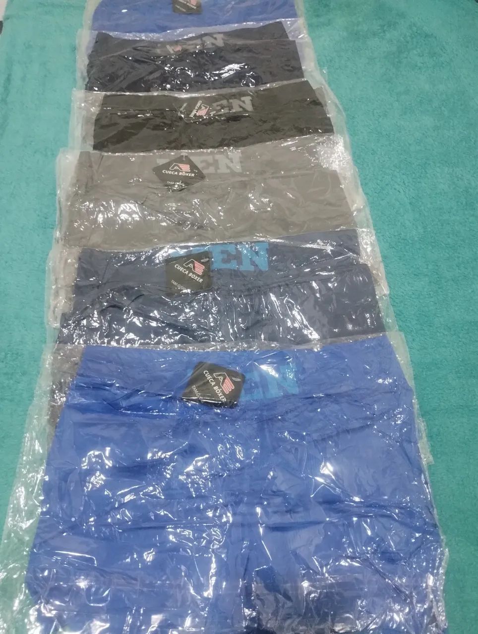 Cueca Boxer Azul com Detalhes em Azul Claro - Foto 3