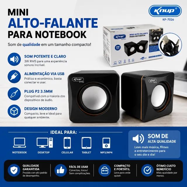 Caixa de som mini alto-falante para notebook kp-600