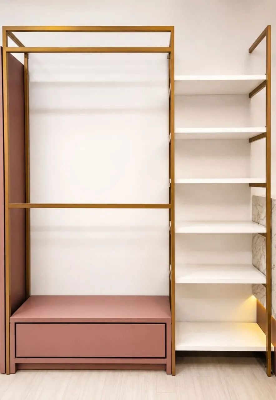Closet Modular com Arara, Prateleiras e Armário - Excelente Estado!