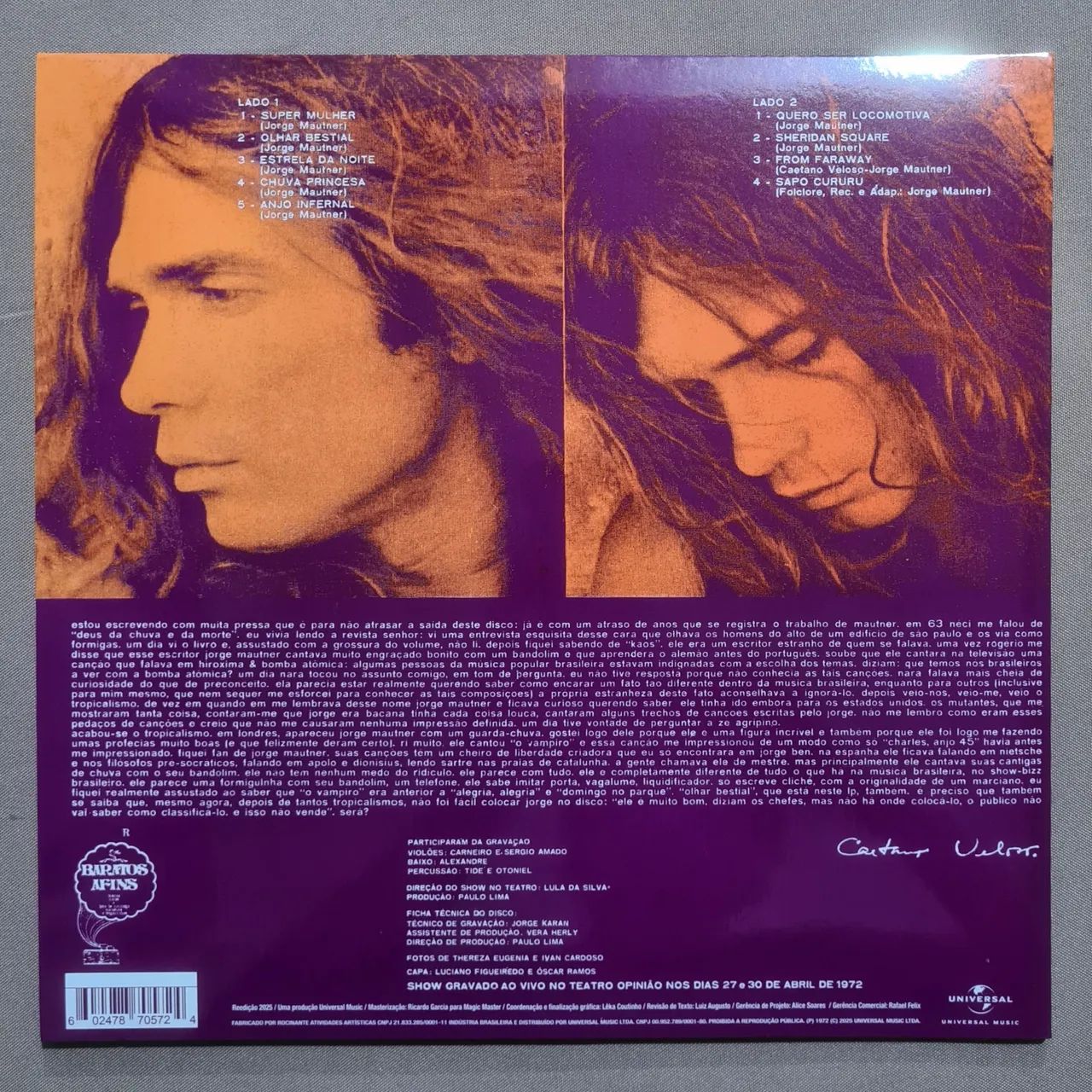 Vinil LP Jorge Mautner ao vivo - Foto 2