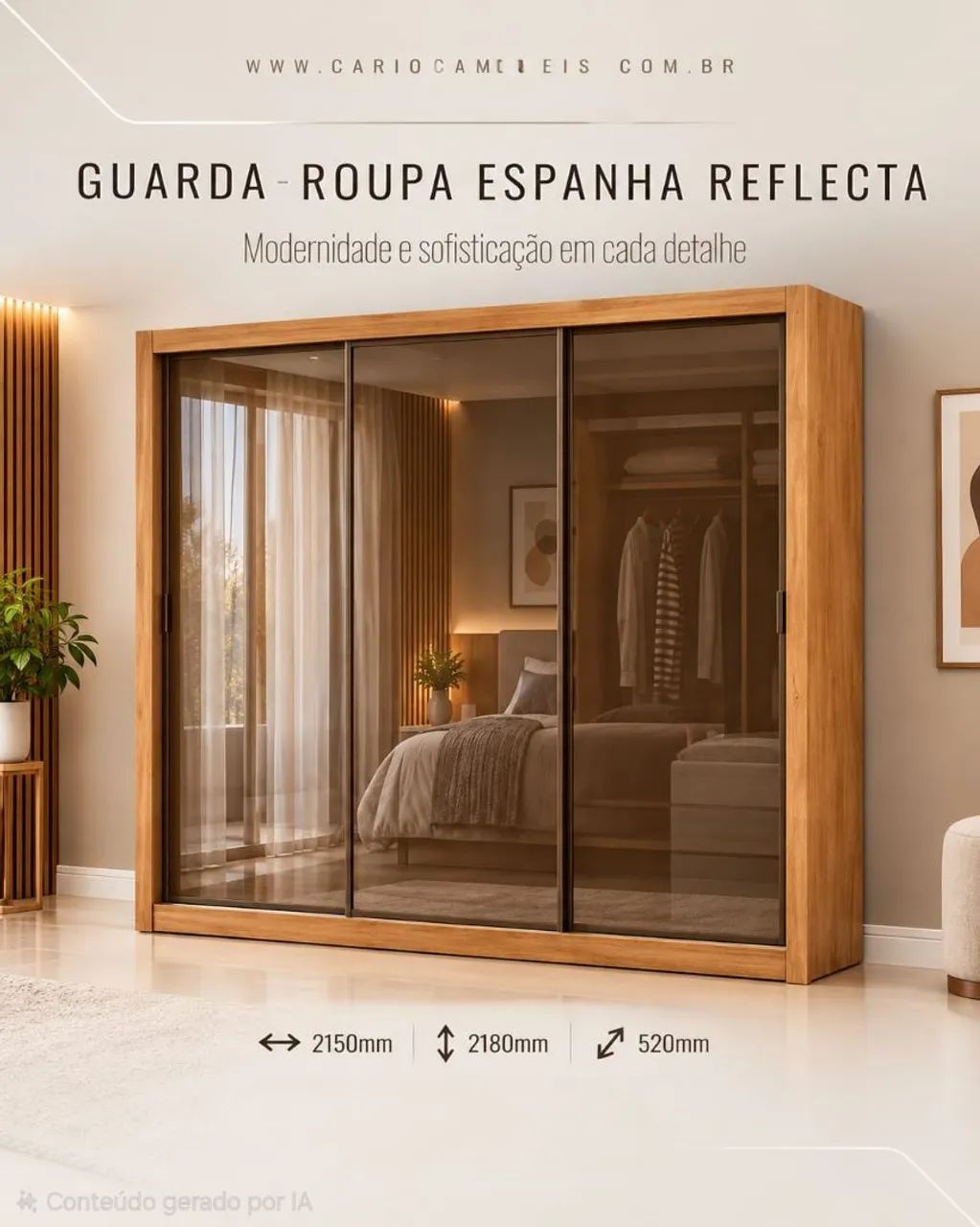 GUARDA ROUPA COM PORTA DE VIDRO - Foto 2