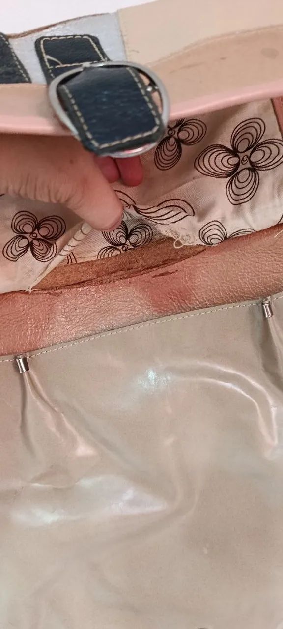 Bolsa estilo Carteiro em Couro Legítimo Patchwork Vintage - Foto 4