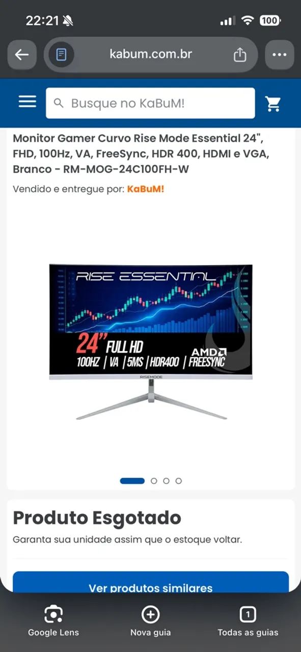 Monitor Gamer curvo 24 polegadas 100hz