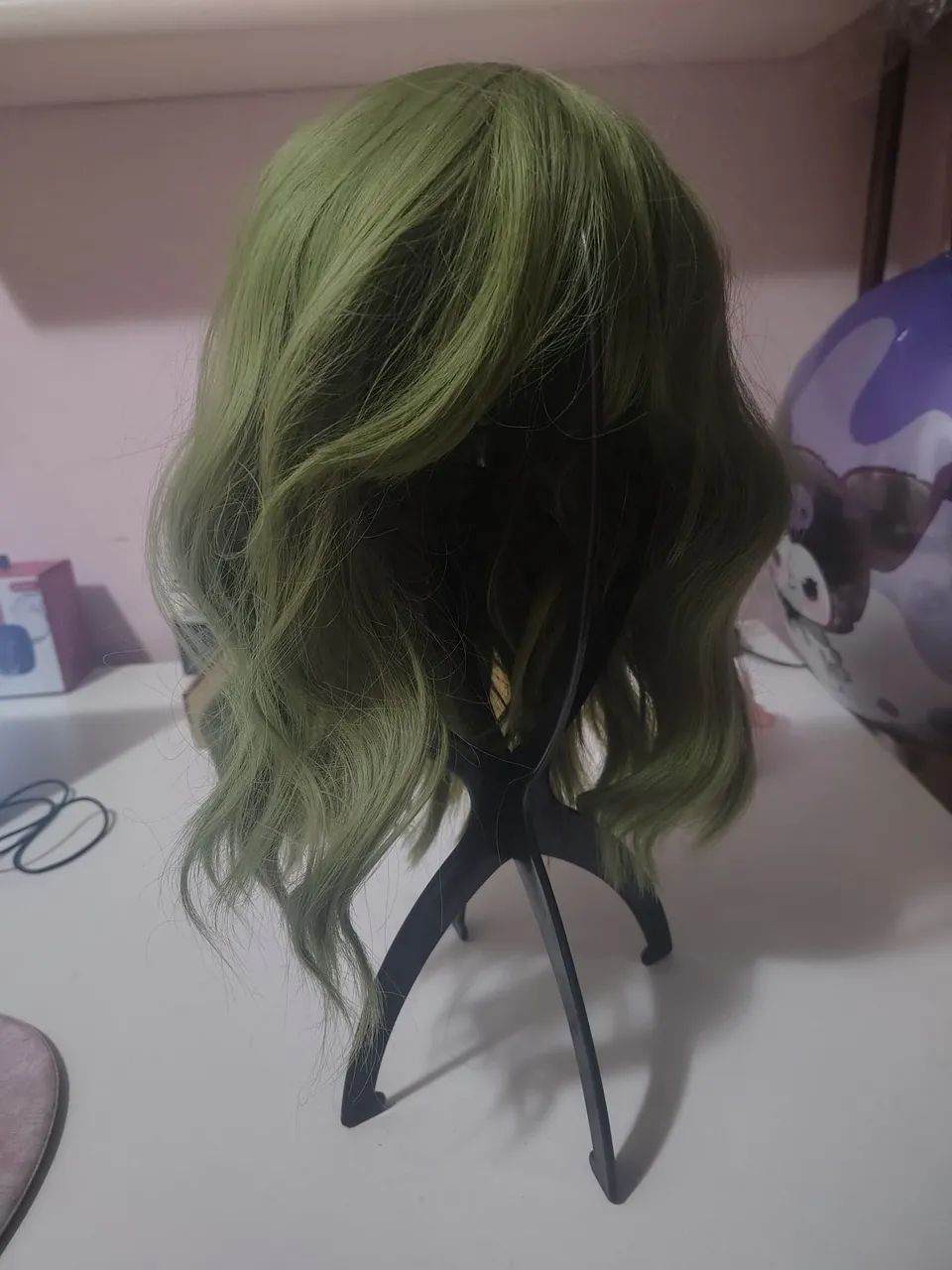 Peruca verde chanel ondulada - Foto 2