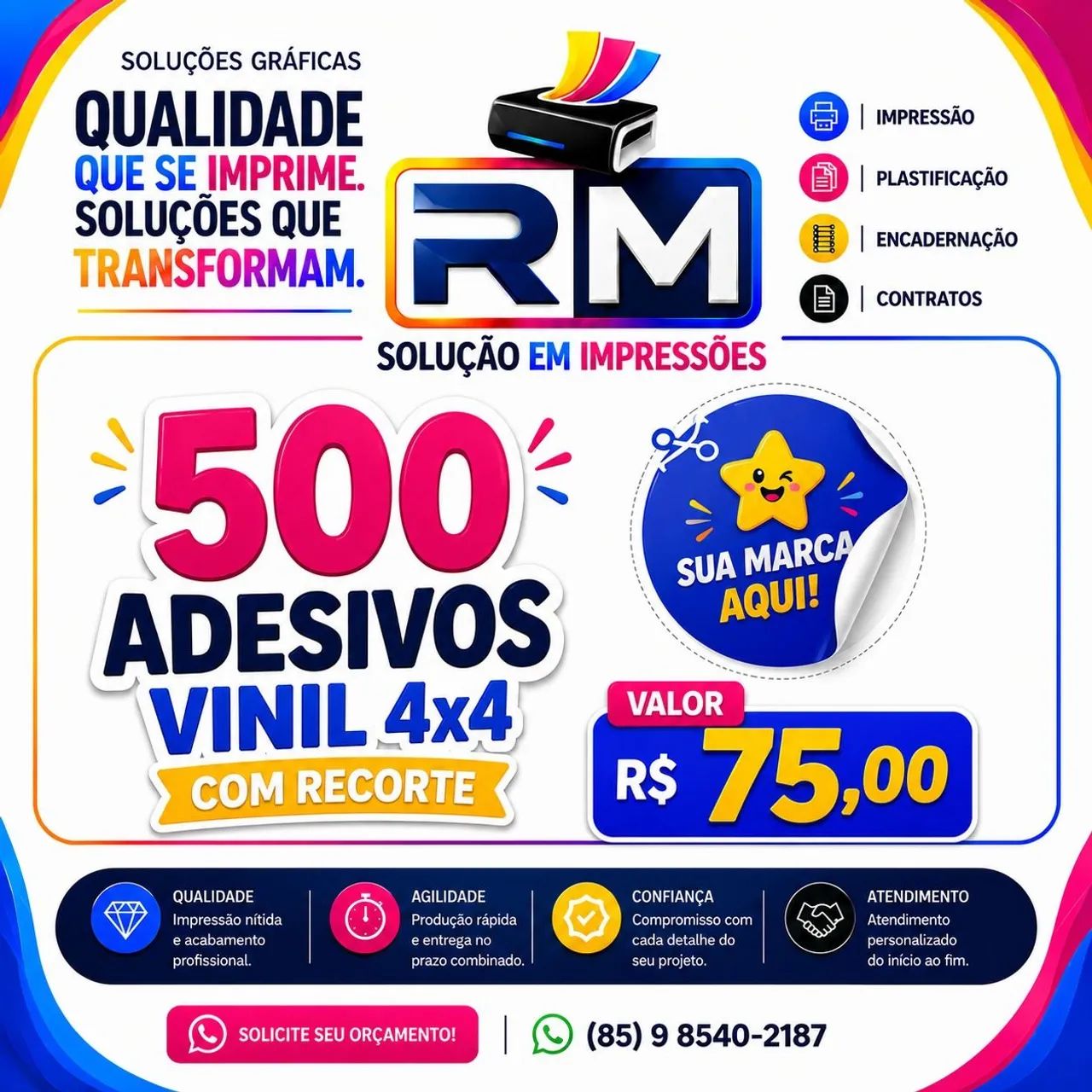 Adesivo vinil com recorte eletrônico 
