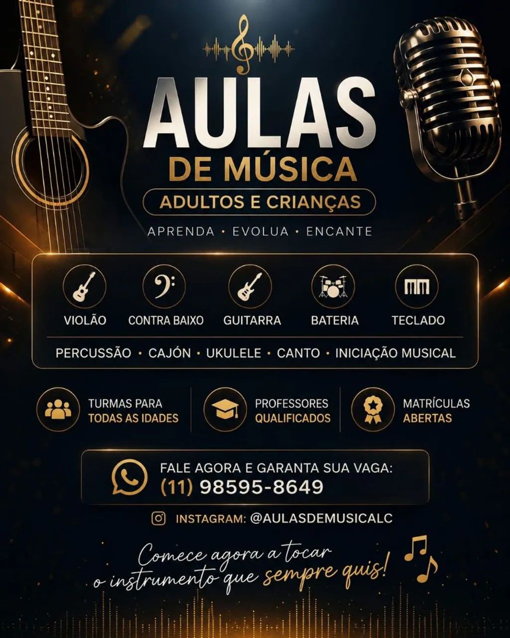 Aulas de música online ou presencial 