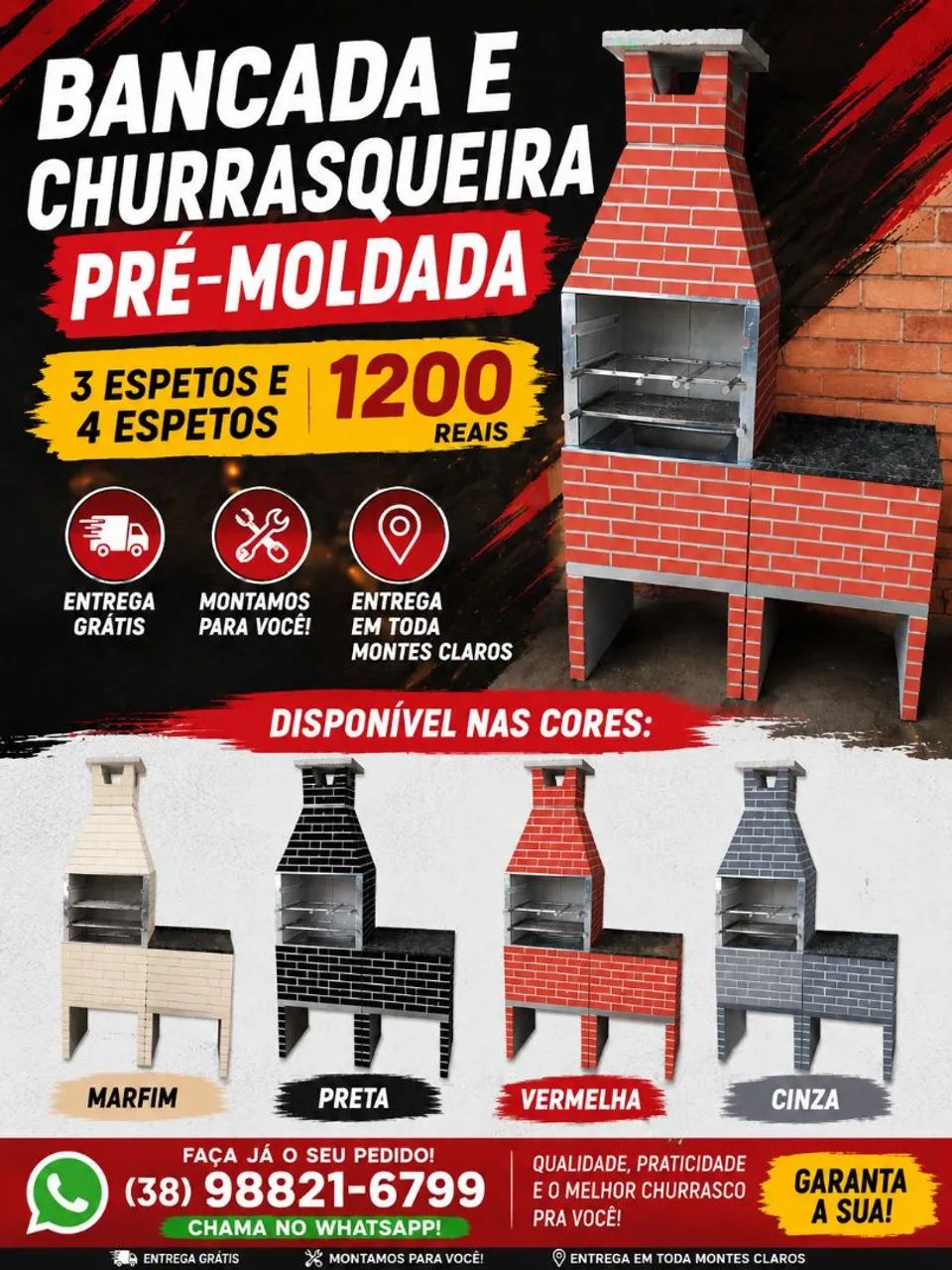 Bancada pré-moldada e churrasqueira 