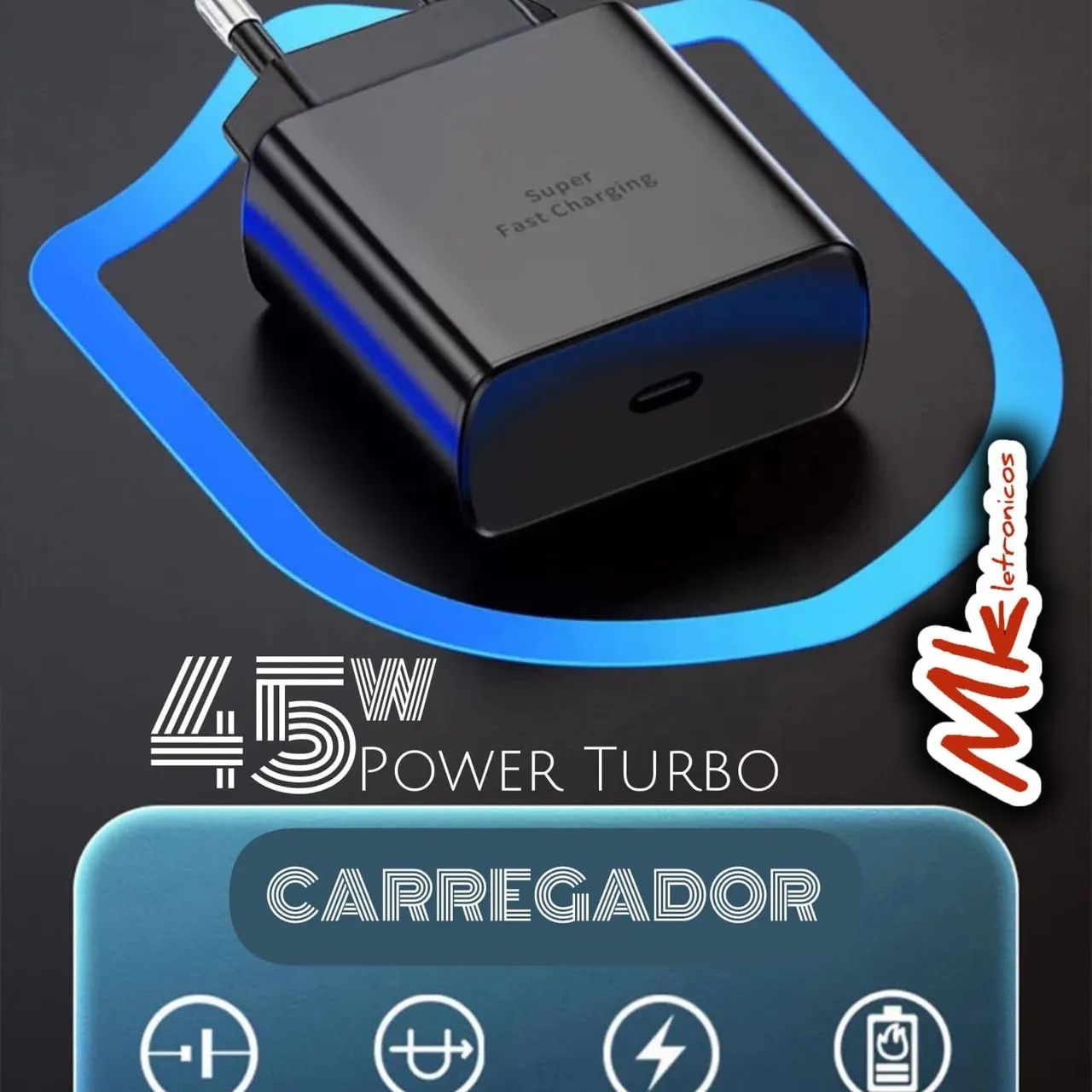 Carregador 45W Turbo Tipo C Branco  - Foto 3