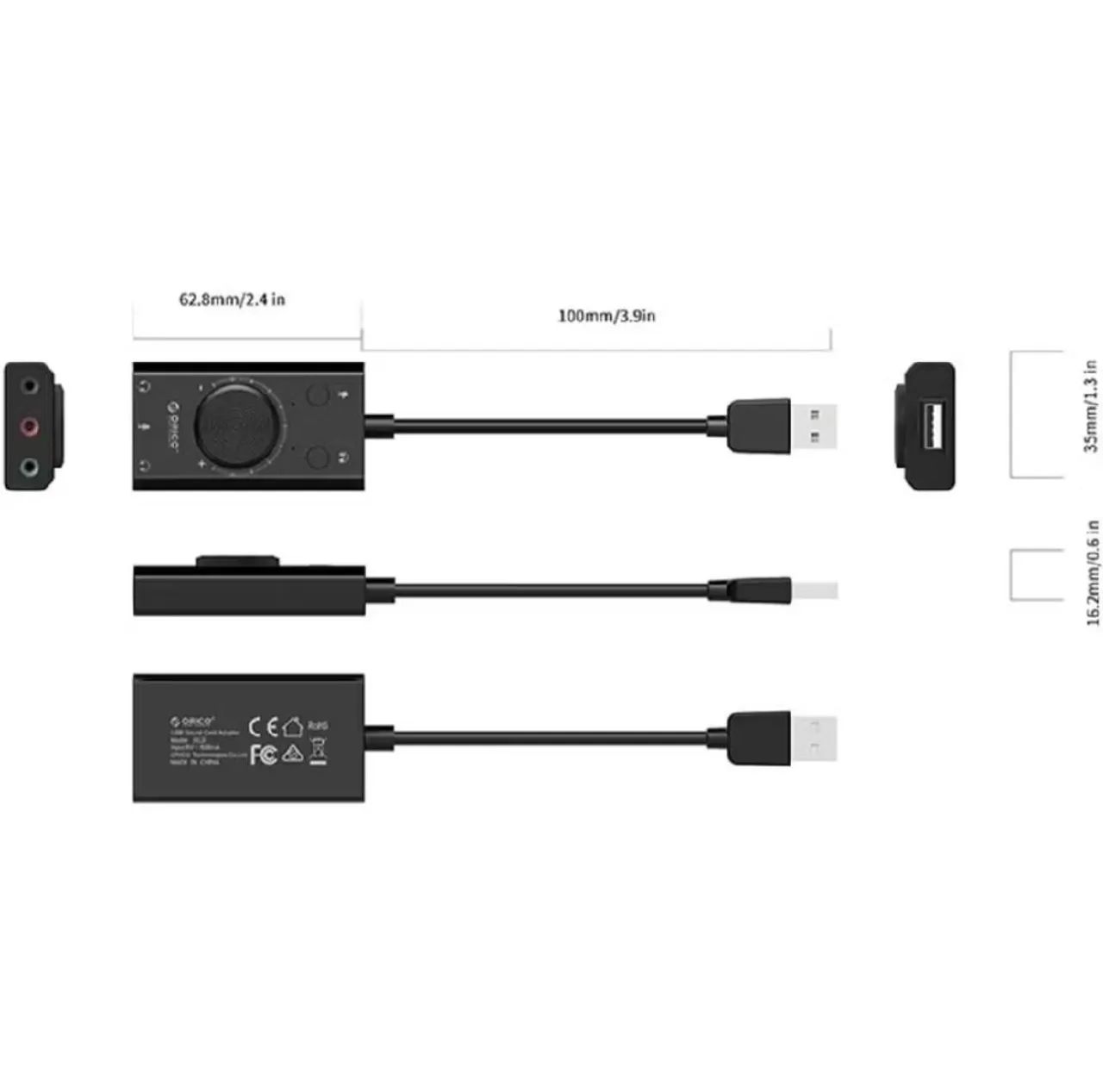 Orico - Placa de Som Externa USB SC2 - Adaptador de Áudio 3.5mm com Microfone e Fone - Foto 4