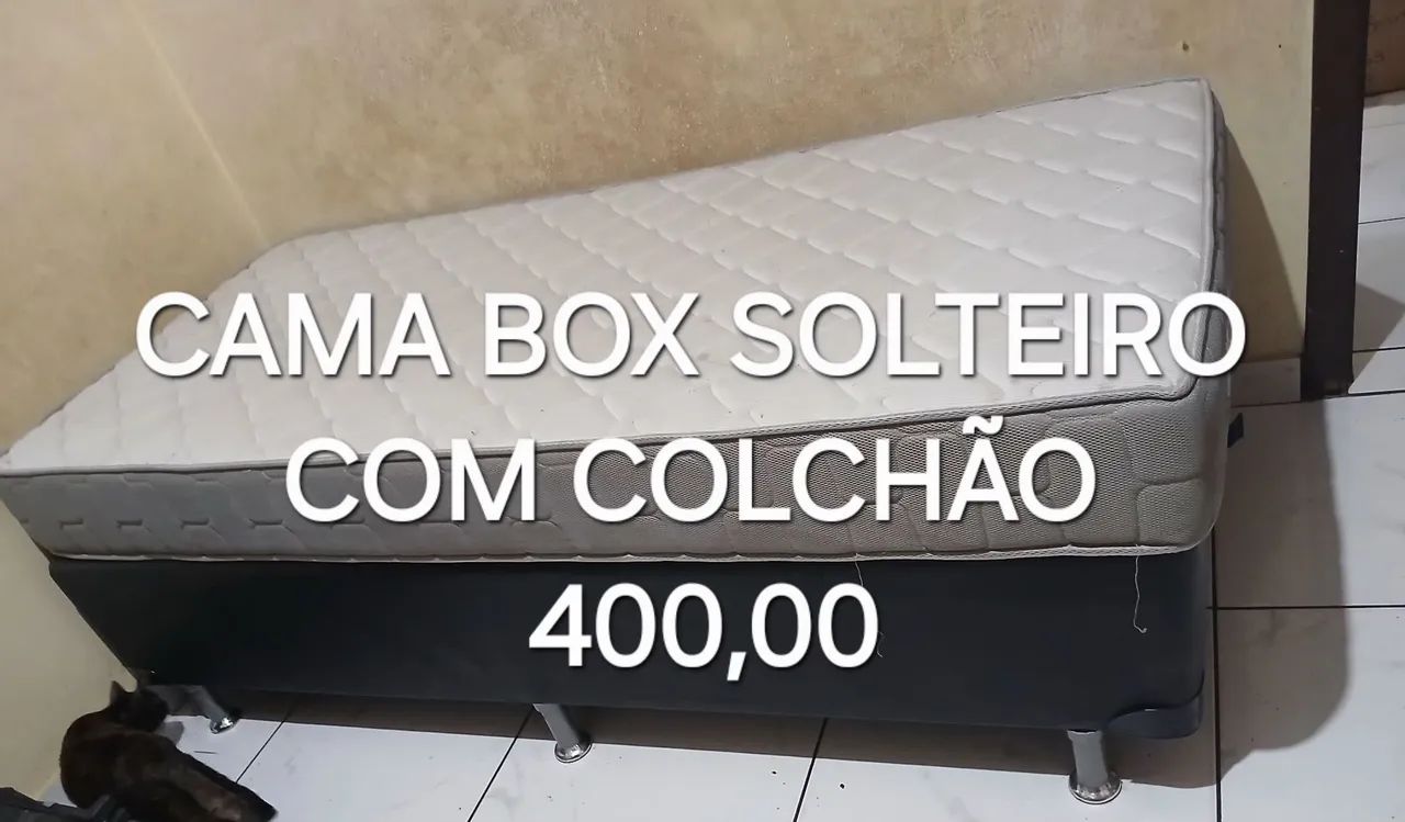 CAMA BOX DE SOLTEIRO COM COLCHÃO 