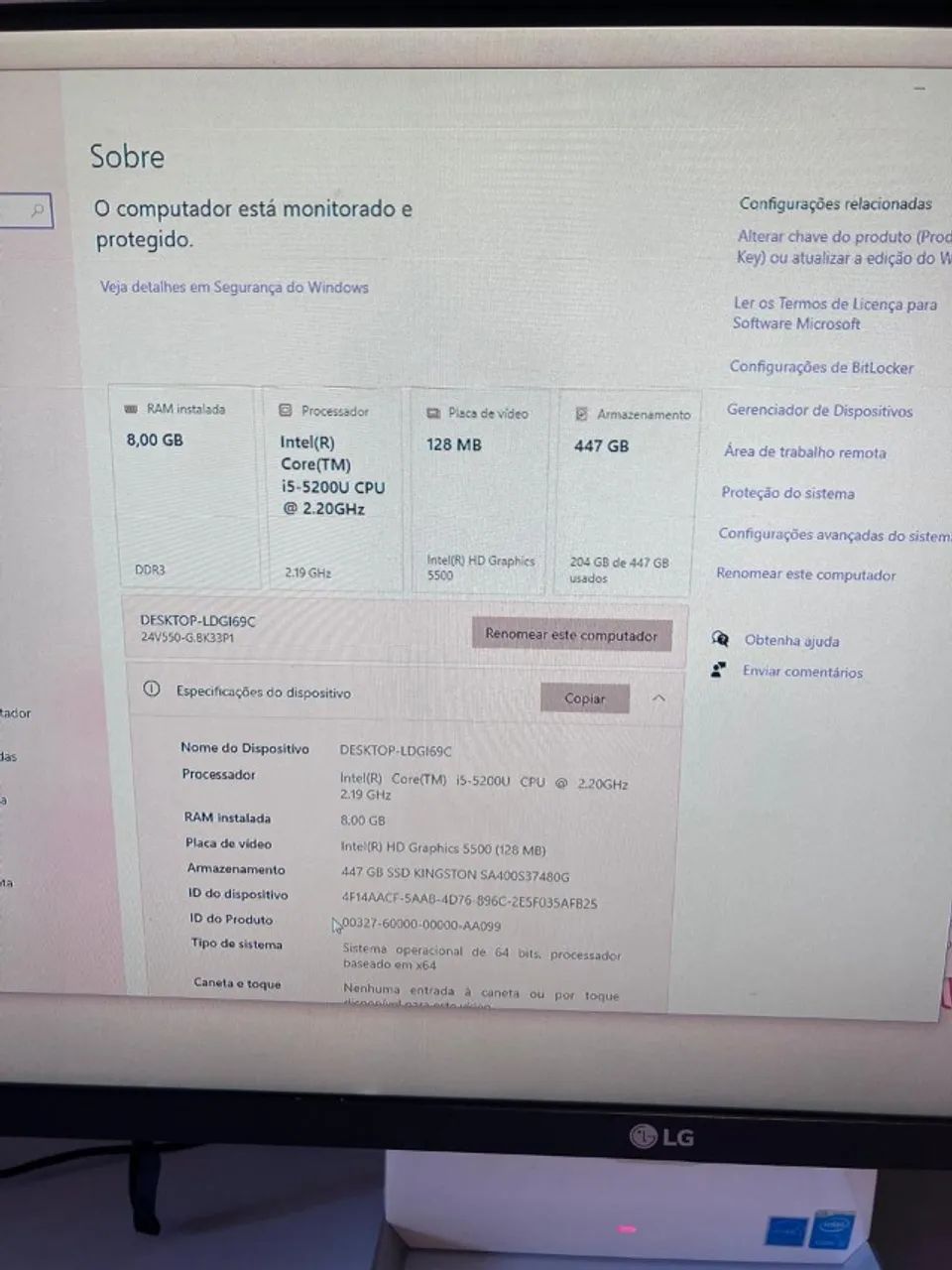 Computador LG All in One. Intel i5, 8gb RAM Otimo para trabalho e estudos - Foto 5
