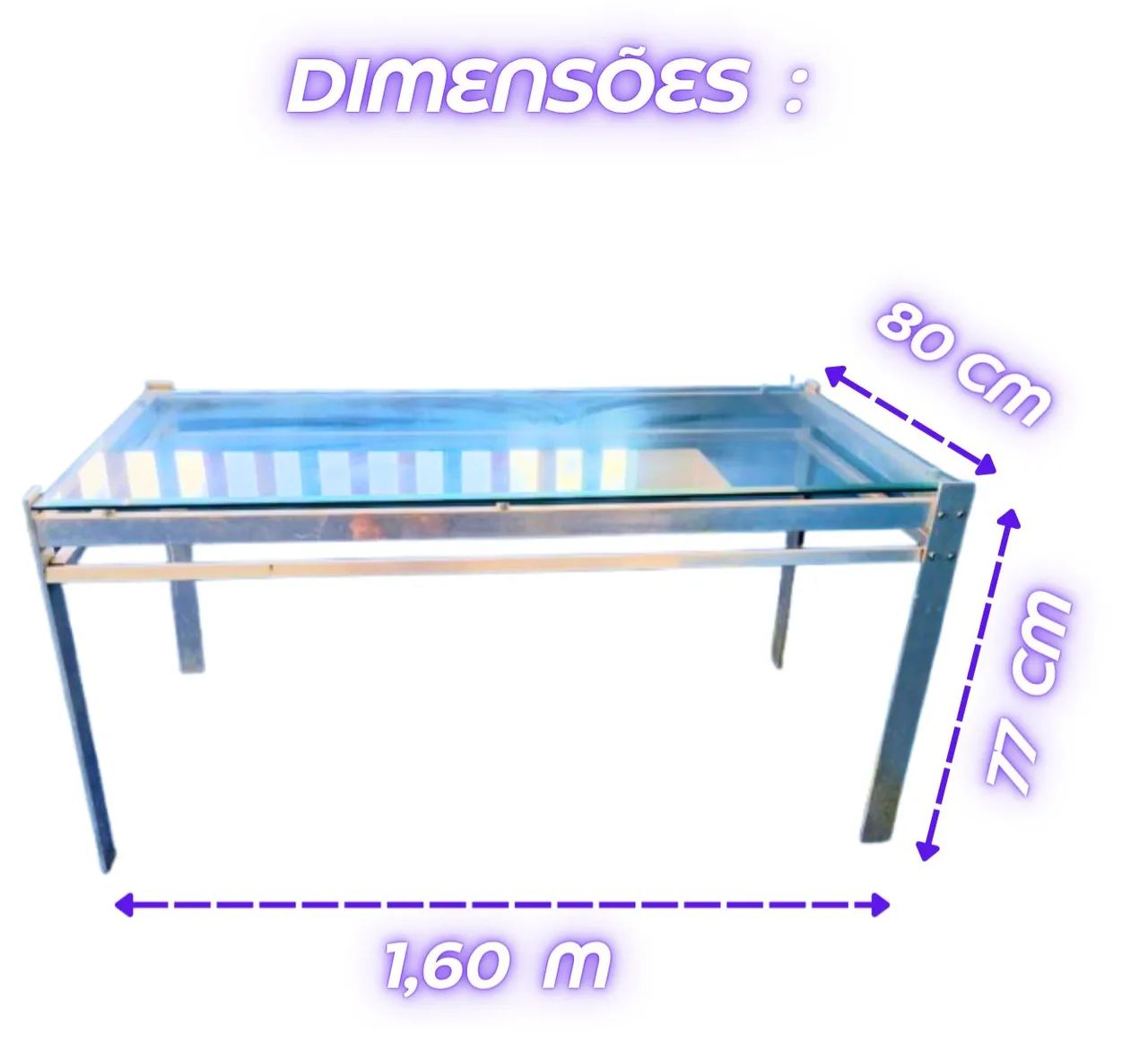Mesa Retangular de Alumínio e Vidro 160 x 77 cm - Foto 4