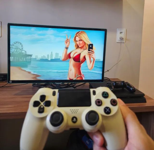 PS4 Slim 500GB + 2 Controles Originais + Jogos - Pronto para Jogar - Foto 4