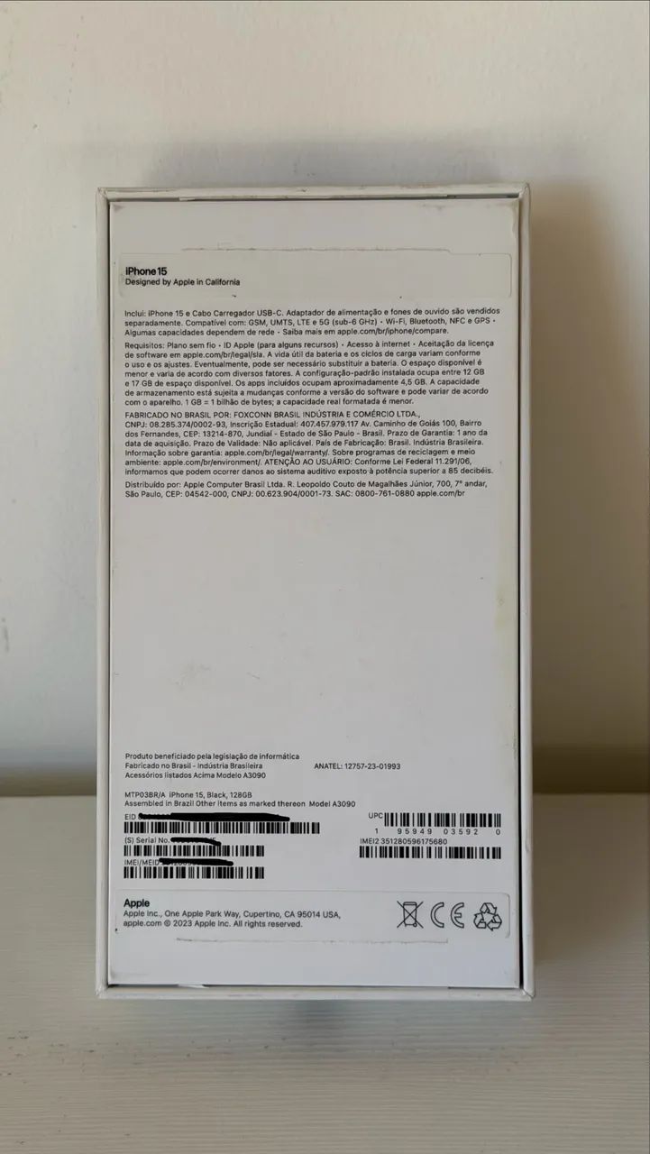 Caixa vazia iPhone 15 preto - Foto 2