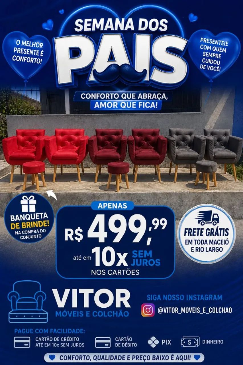 SEMANA DOS PAIS CONJUNTO POLTRONA + BANQUETA DE BRINDE 