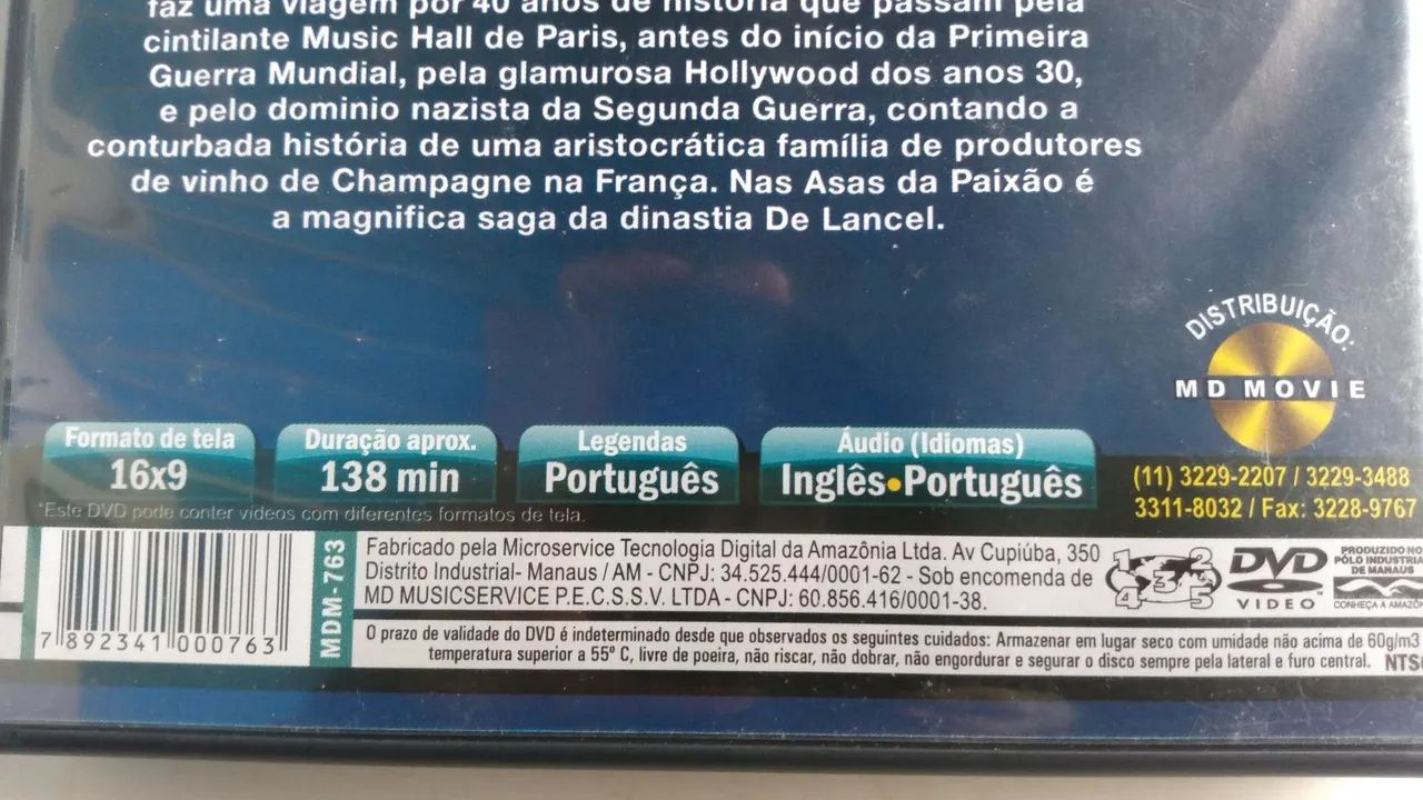DVD original nas asas da paixão 1989. - Foto 3