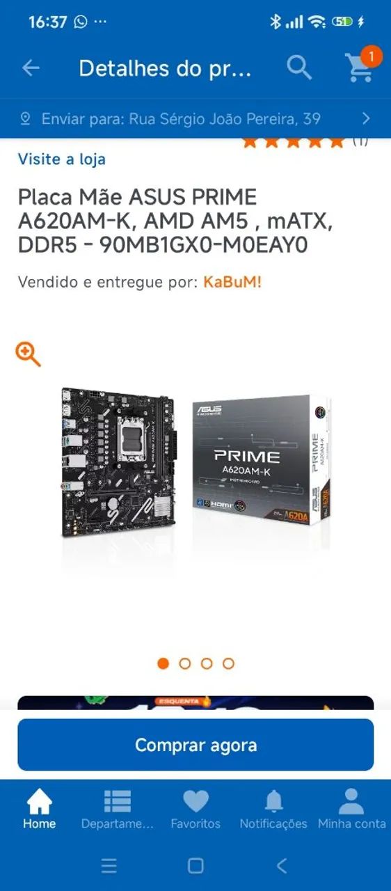 Kit AM5 Processador Ryzen 5 7600 e placa mãe A620m-k - Foto 2