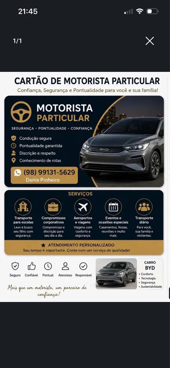 Serviços com motorista 