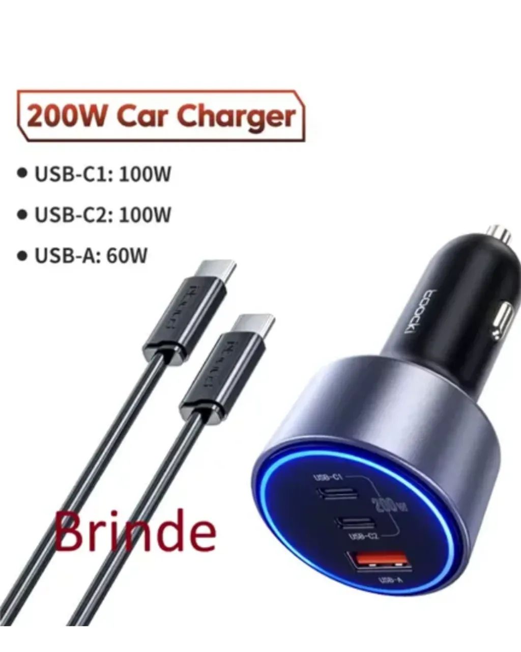 CARREGADOR VEICULAR TOOCKI 200W - Foto 3