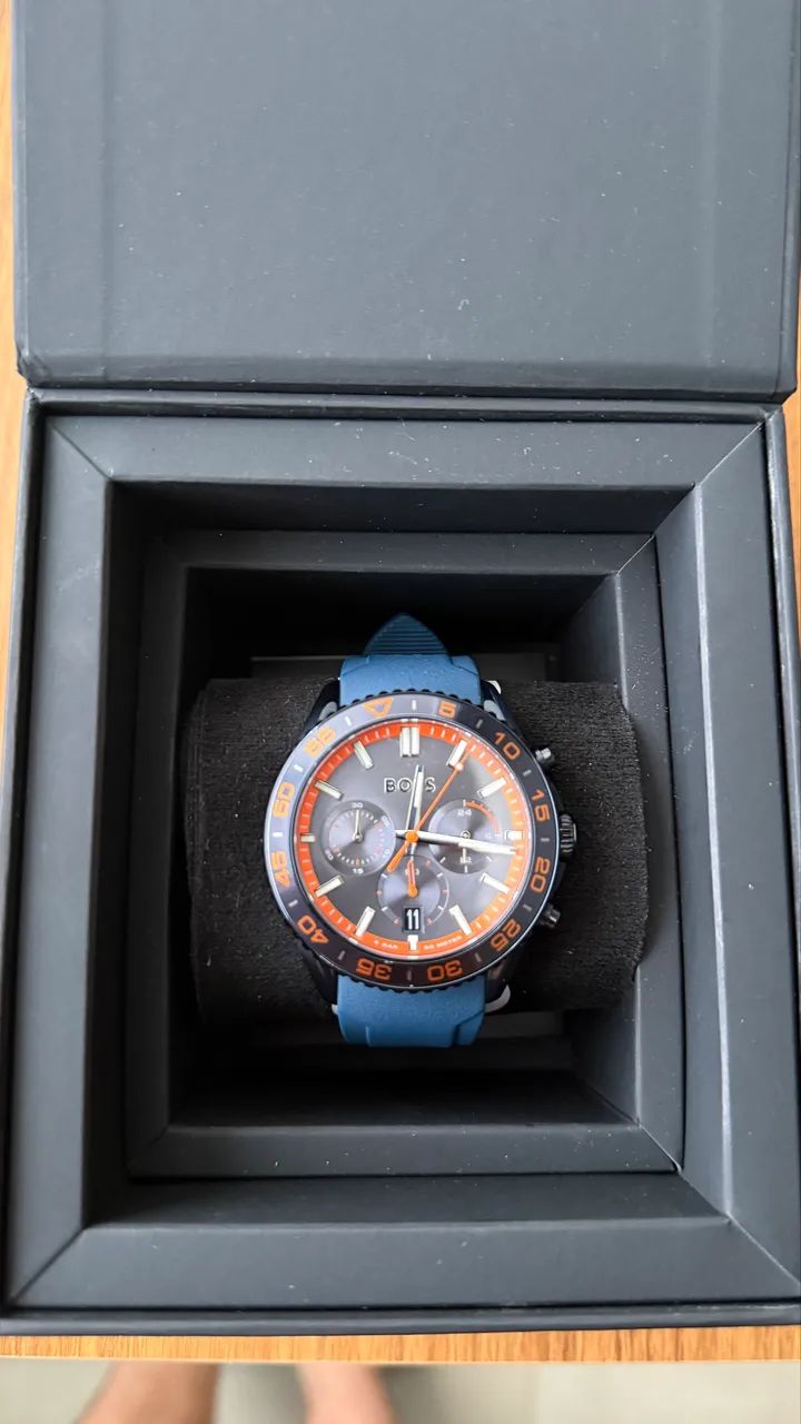 RELÓGIO BOSS MASCULINO BORRACHA AZUL - Foto 2