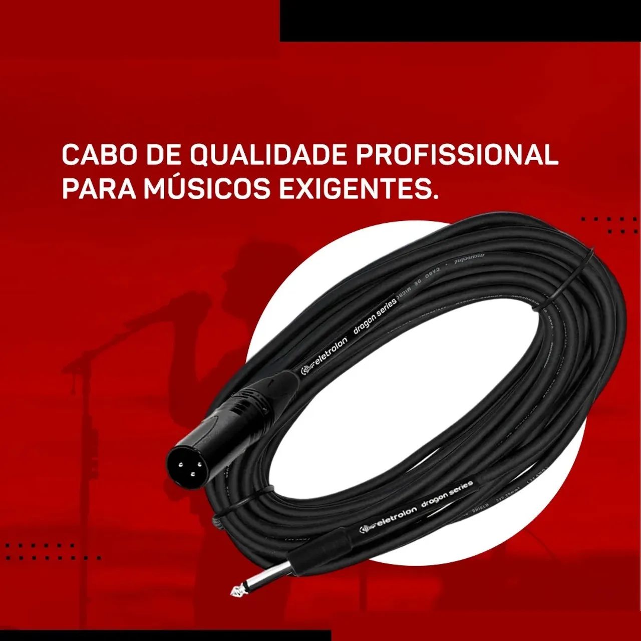 Cabo 5 metros P10 Macho para XLR Eletron - Foto 4