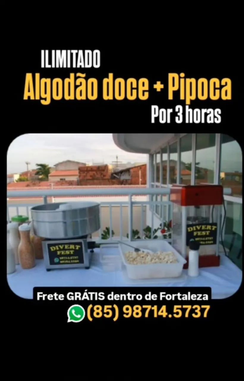 Algodão doce e Pipoca ilimitados por 3 horas - Foto 2