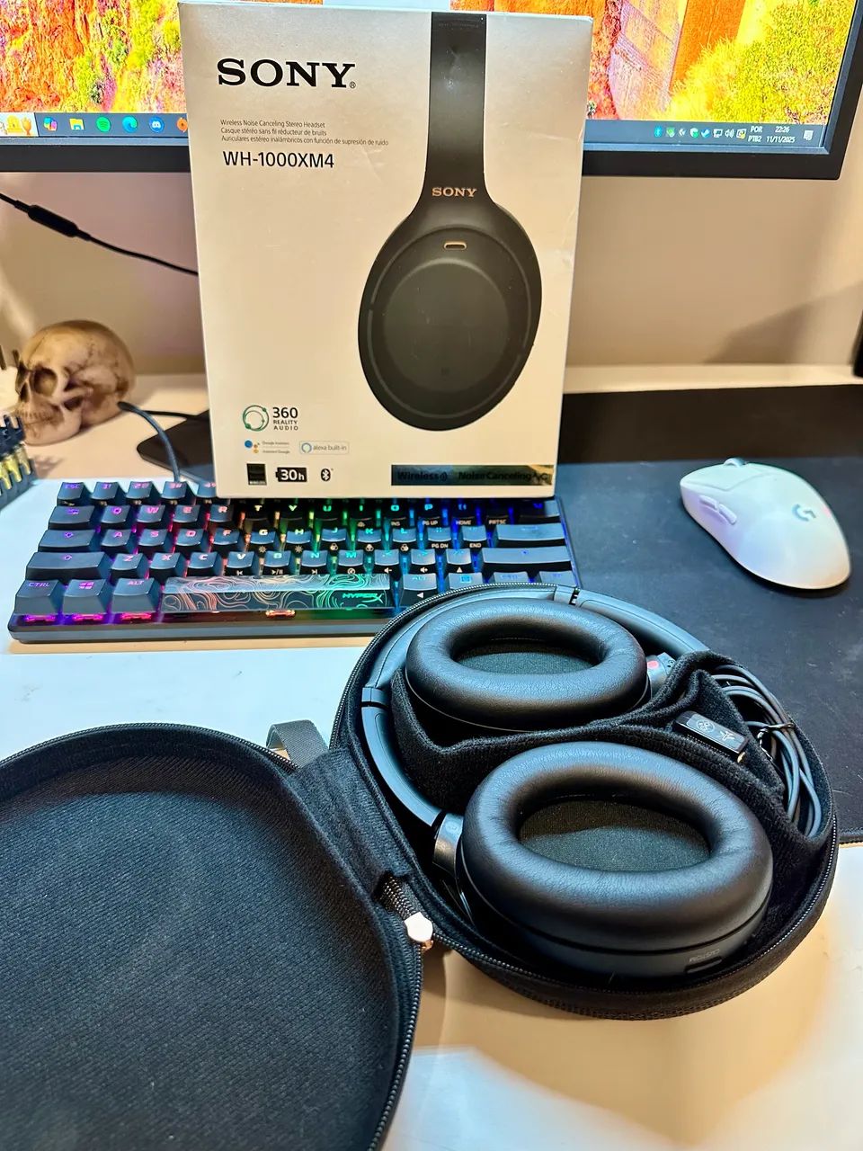 Fone de ouvido over-ear sem fio Sony 1000X Series WH-1000XM4 NOISE CANCELING muito novo  - Foto 4