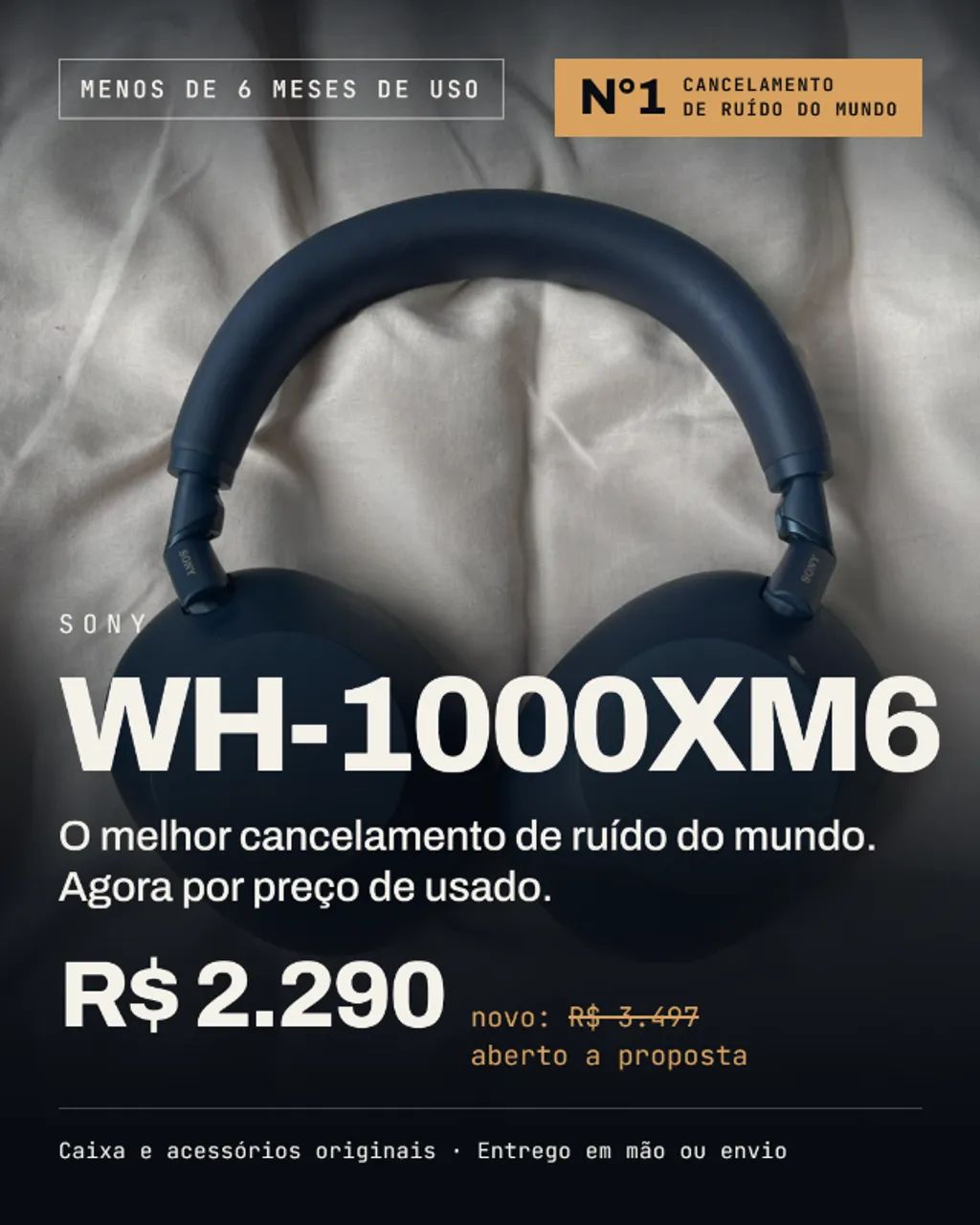 Sony WH-1000XM6 Midnight Blue menos de 6 meses, na caixa - Fones